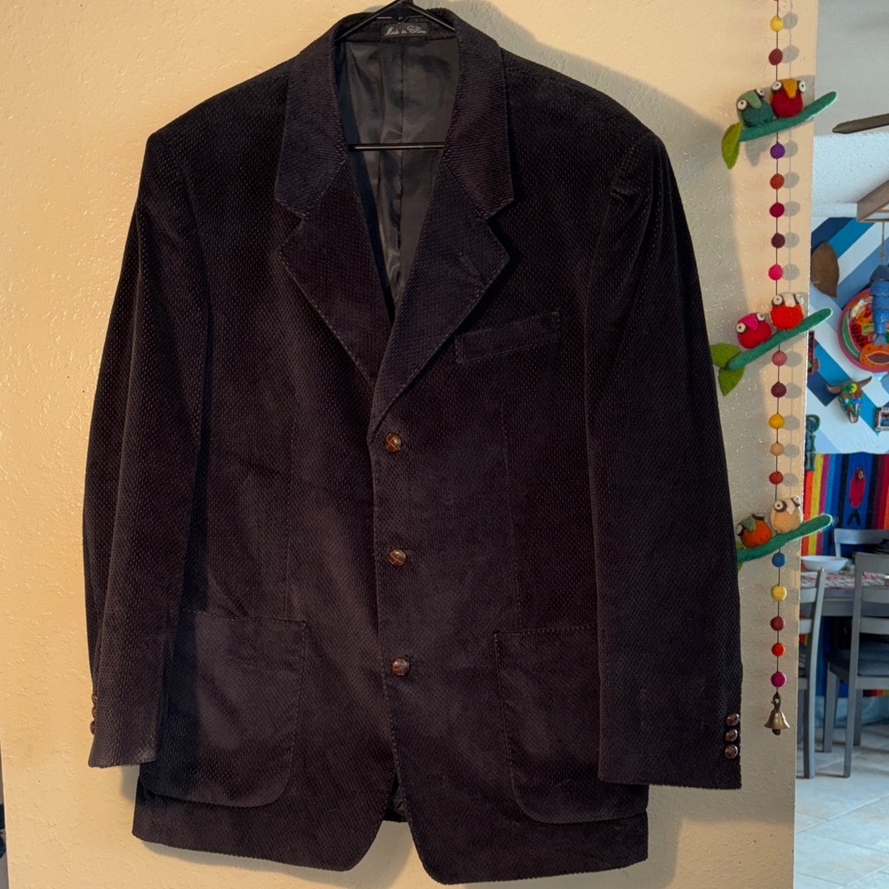 VINTAGE ZAGARO Men’s Black 100% cotton, soft, seersucker style corduroy